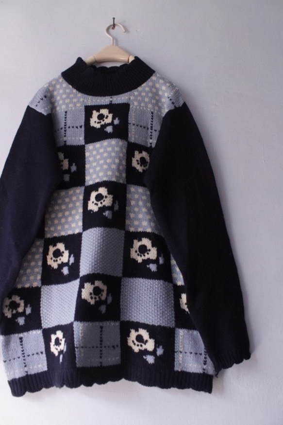 【受注製作】刺繍 100%ウール・ セーター ニット HT-57 3枚目の画像