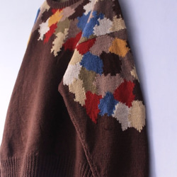 【受注製作】秋の色　刺繍 100%ウール・ セーター ニット HT-58 2枚目の画像