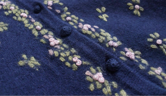 【1着限定】刺繍100%ウール・カーディガ・ セーター ニット HT-9934 6枚目の画像