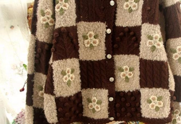 【1着限定】刺繍100%ウール・カーディガ・ セーター ニット HT-9942 4枚目の画像