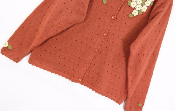 【1着限定】刺繍100%ウール・カーディガ・ セーター ニット HT-9943 3枚目の画像