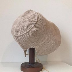 【受注製作】自然素材の手編み帽子2色　ラフィア風 3枚目の画像