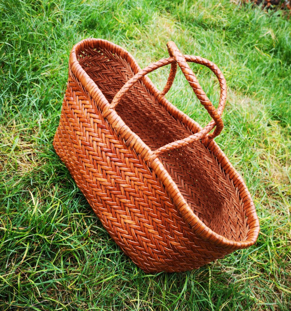 【受注製作】新作・手編み牛革ショルダトートバッグしっかりとした編み込み FB245 インナーバッグ付き 3枚目の画像