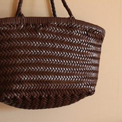 【受注製作】新作・手編み牛革ショルダトートバッグしっかりとした編み込み FB246 インナーバッグ付き 5枚目の画像