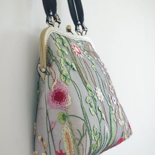 受注製作】花刺繍 手持ちトートバッグ ・がま口ハンドバッグ