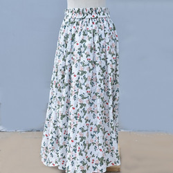 【受注製作】天然素材で製作したロングスカート 花果柄　綿麻 2枚目の画像