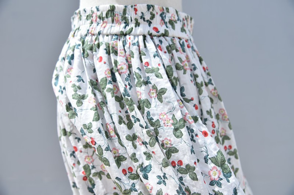 【受注製作】天然素材で製作したロングスカート 花果柄　綿麻 5枚目の画像