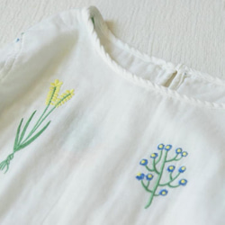 【受注製作】綿麻刺繍！可愛綿麻製トップス・ブラウス098016 白 3枚目の画像
