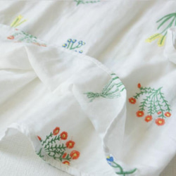 【受注製作】綿麻刺繍！可愛綿麻製トップス・ブラウス098016 白 4枚目の画像