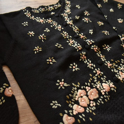 【限定】お花の刺繍たっぷり　ウール・カーディガン・ セーター ニット JND0020 5枚目の画像