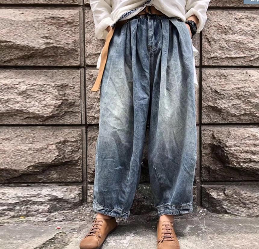 【受注製作】手染・手作幅広デニム・ワイドパンツBC3378
