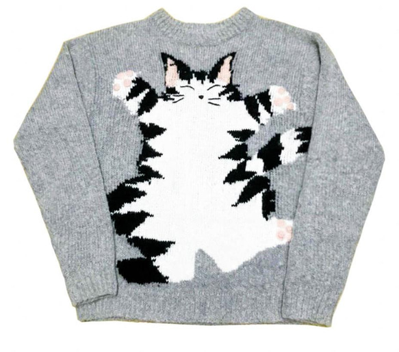 【限定】ウール・ セーター ニット可愛い猫 1枚目の画像