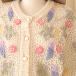【1着限定】お花の刺繍たっぷり・ウール・ カーディガンセーター ニットLP0046 3枚目の画像