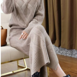 【受注製作】カシミアトップス上着＋スカート・ ニット セット・セーター オーダーメイドLH001 5枚目の画像