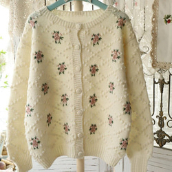【限定】薔薇刺繍セーター　ウール・  ニットLH00375 3枚目の画像