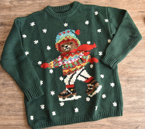 【再販】可愛いくまちゃんの编み　ウール・ セーター ニットXN00879