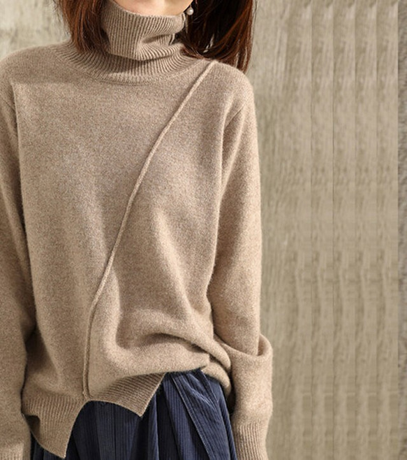 【受注製作】カシミア・セーター ニット オーダーメイド 豊富な色　LS0007 2枚目の画像