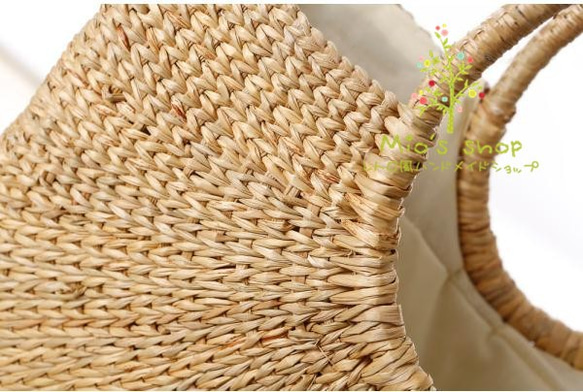 【受注製作】草の自然な香り 手編トートカゴバッグ B3153 4枚目の画像