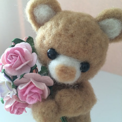 【ひらりん。】羊毛フェルト　花　くま　ギフト　ハンドメイド 🧸🐇🥞 #ハンドメイド #handmade #くま #羊毛フェルト #羊毛