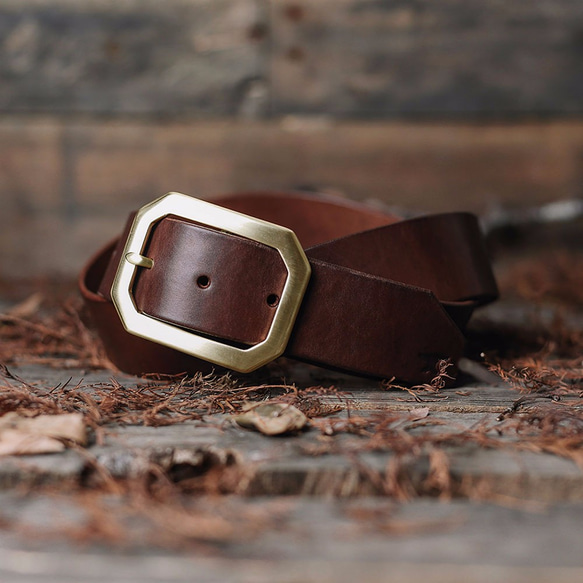 NO.02 Veg-tanned Belt - Brown 1枚目の画像