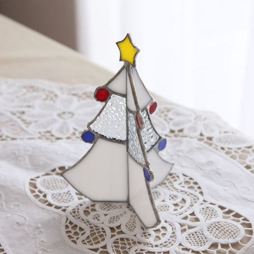 ステンドグラス ホワイト クリスマスツリー その他インテリア雑貨  