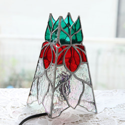 ステンドグラス ポインセチアの ランプ スタンドライト・テーブル