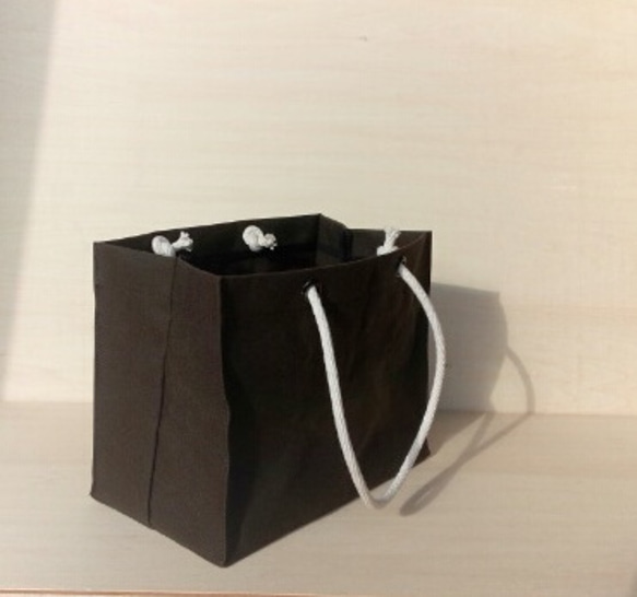 紙袋風蝋引きバッグ/SHORT(ダークオリーブ) 2枚目の画像