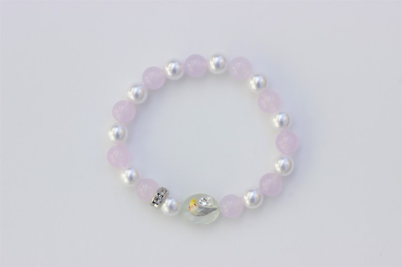 インコ&天然石ブレスレット・オカメインコ・ノーマル 2枚目の画像