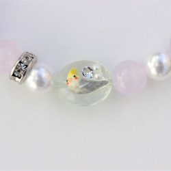 インコ&天然石ブレスレット・オカメインコ・ノーマル 3枚目の画像