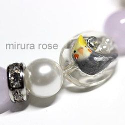 インコ&天然石ブレスレット・オカメインコ・ノーマル 4枚目の画像