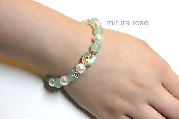 インコ&天然石ブレスレット・オカメインコ・ノーマル 5枚目の画像