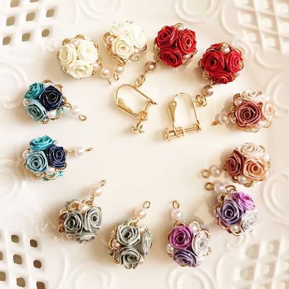 ひよこ☆薔薇のイヤリング☆しずく♪ロザフィ ロザフィ»バラのピアスorイヤリング イヤリング