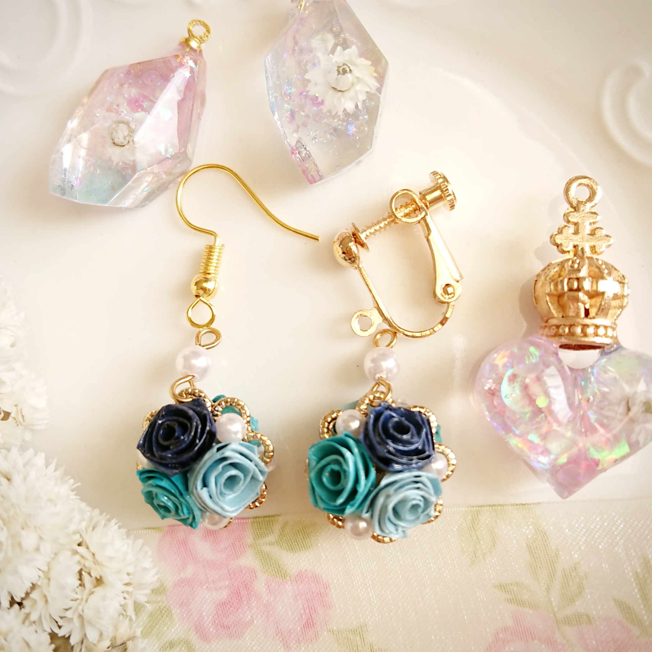 ひよこ☆薔薇のイヤリング☆しずく♪ロザフィ