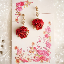 ひよこ様専用☆薔薇のイヤリング☆しずく♪ロザフィ