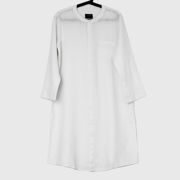 linen long shirt white亞麻家居長襯衣（白色） 第7張的照片