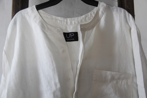 linen long shirt white亞麻家居長襯衣（白色） 第9張的照片