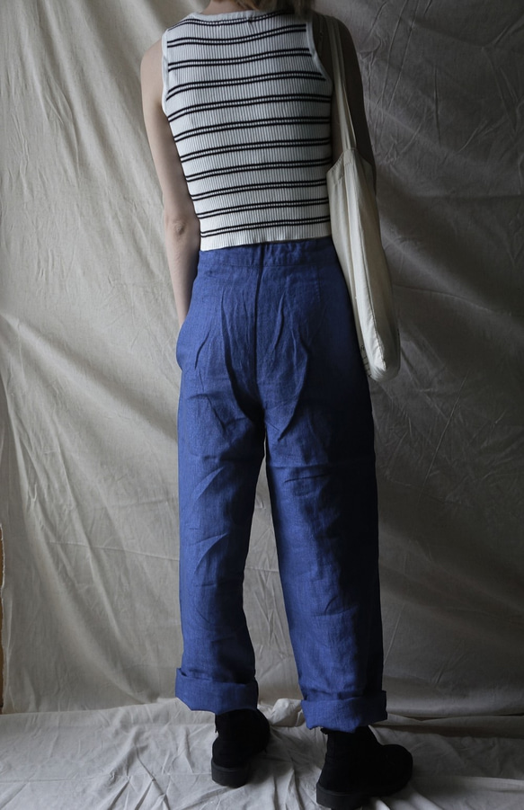 linen pant Denim亞麻家居長褲（單寧色） 第5張的照片