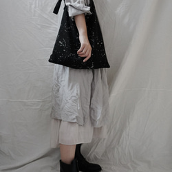 #308 tote bag  MILKY WAY&BLACK 斑點黑色拼接單肩包 第3張的照片