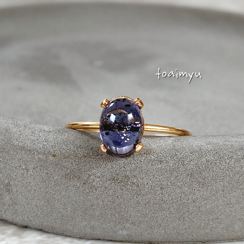 現品☆一点物】14kgf アイオライトサンストーンのオーバルリング 指輪