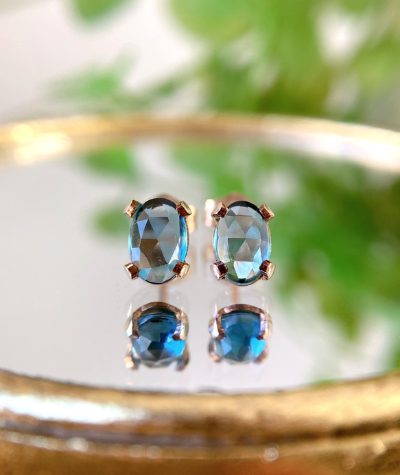 再販】14kgf✳︎ロンドンブルートパーズのローズカットミニオーバル  