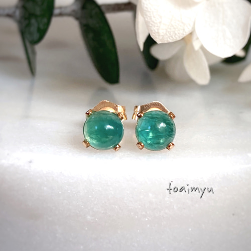 希少】14kgf グランディディエライトのラウンドピアス ピアス