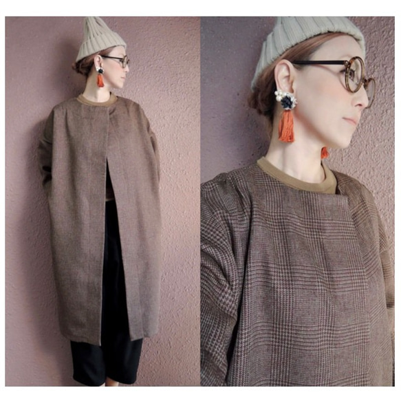 RATA ❤️ 成人格紋 ❤️ 簡約的“休閒外套❤️”，廓形優美格倫格紋 第1張的照片