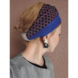 RATA❤️“蓬鬆❤️針織頭巾”❤️藍色和粉紅色圖案 第1張的照片