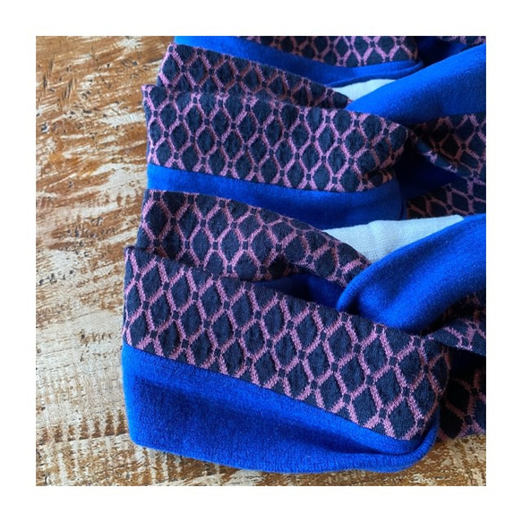 RATA❤️“蓬鬆❤️針織頭巾”❤️藍色和粉紅色圖案 第2張的照片