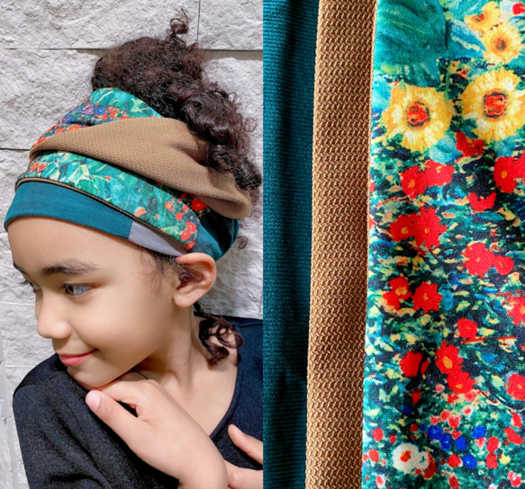❤️RATA❤️花頭巾❤️可以用任何你喜歡的方式包裹❤️也適合孩子❤️ 第1張的照片