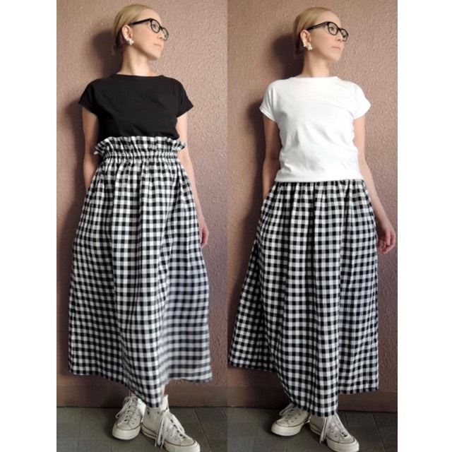 RATA❤️長さ選べる❣️くしゅくしゅギャザーの魅せるスカート❤️脚長効果の大人ガーリー❤️ギンガムチェック