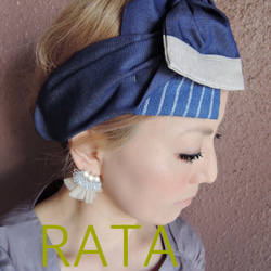 RATA❤️“ Ribbon Turban”牛仔布 第1張的照片