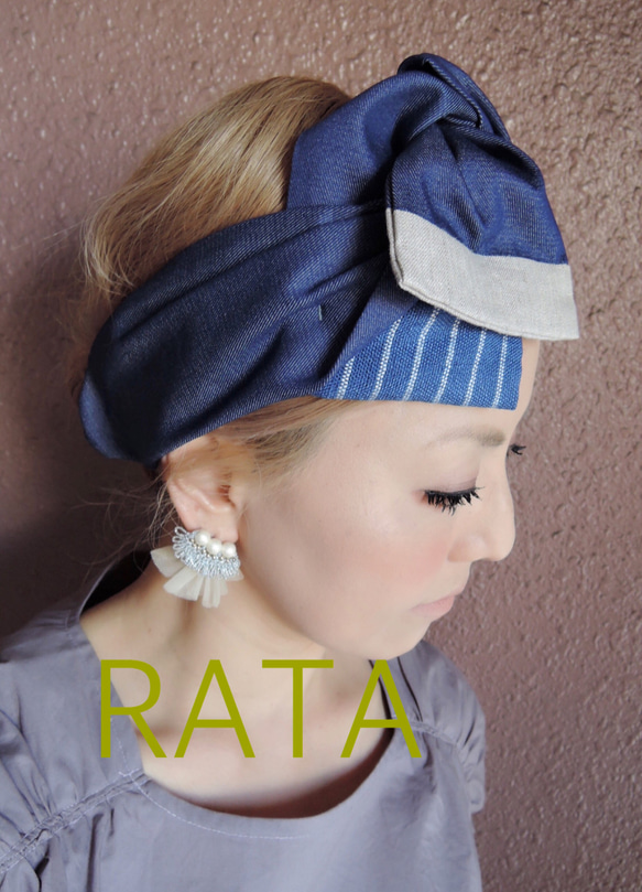 RATA❤️“ Ribbon Turban”牛仔布 第1張的照片