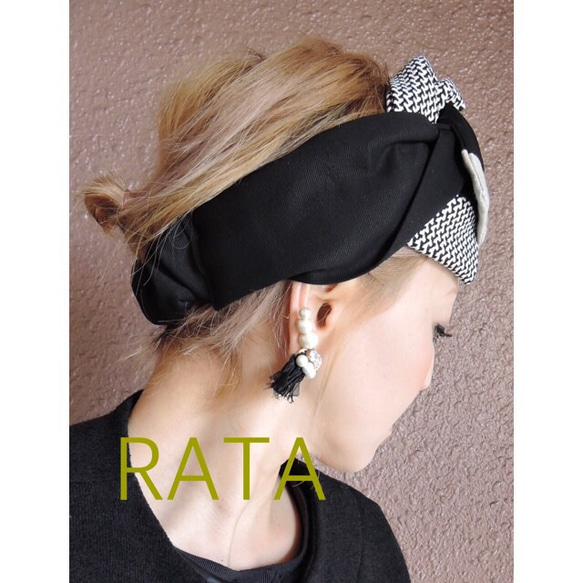 RATA ❤️“從正式到休閒❤️ 黑白絲帶頭巾” 第2張的照片