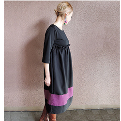 RATA❤️“蓬鬆的聚集❤️黑色x紫色配色連衣裙” 第1張的照片